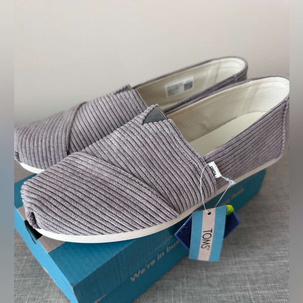 TOMS Women's Gray Cement Corduroy Alpargata 8 NWT